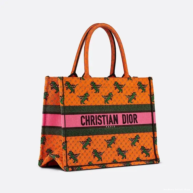 Cheap Tote Fire Motif Orange Dior Canvas Dragon Book & 0407 Hot Sale